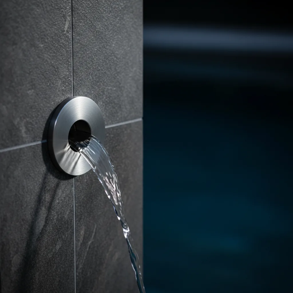 Swim-Safe fan return hardware installed in a pool wall, engineering precision
